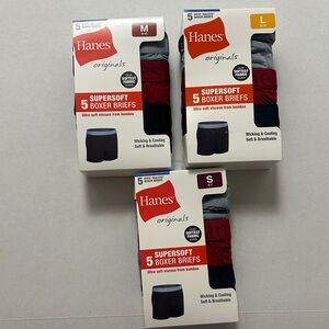Hanes Originals Supersoft 5-Pack Boxer Briefs - Red, Gray, Black,Green,Blue